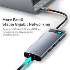 Baseus USB C HUB Type-C to HDMI USB 3.0 RJ45 Adapter PD Charger Dock for MacBook