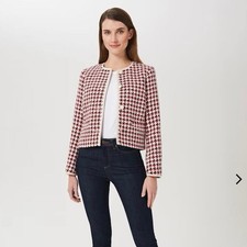 Hobbs Of London Tafara Tweed Jacket In Red Multi Size 10