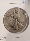 1941 Walking Liberty Silver Eagle Half Dollar. 50 Cent Coin