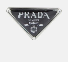 PRADA earring triangle logo Plate Sterling Silver black unisex Logo Jewell Plate