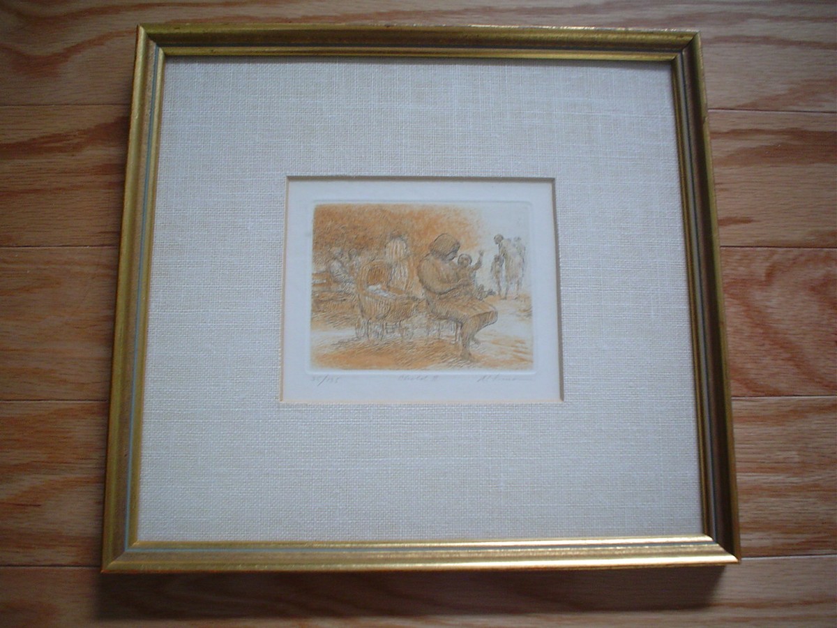 Harold Altman lithographレスティングカップル　リトグラフ HAROLD ALTMAN Original Color Etching 
