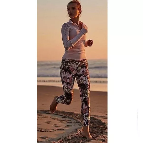 free-people-movement floral high rise 7/8 ankle athleisure leggings