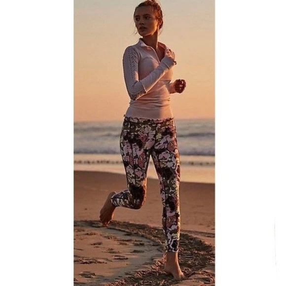 free-people-movement floral high rise 7/8 ankle athleisure leggings