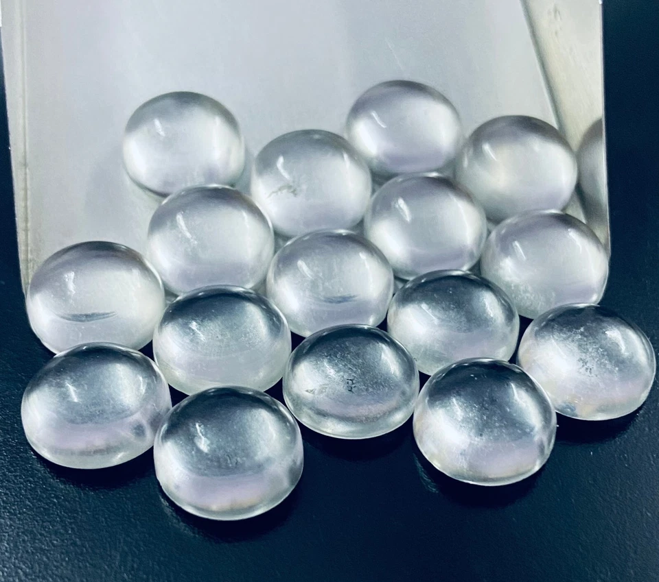 Natural Crystal Quartz Loose Gemstone Round Calibrated Cabochon 3mm-20mm - Image 3 of 4