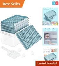 Premium Round Ice Cube Trays for Drinks - Stackable with Lid & Bin Organizer