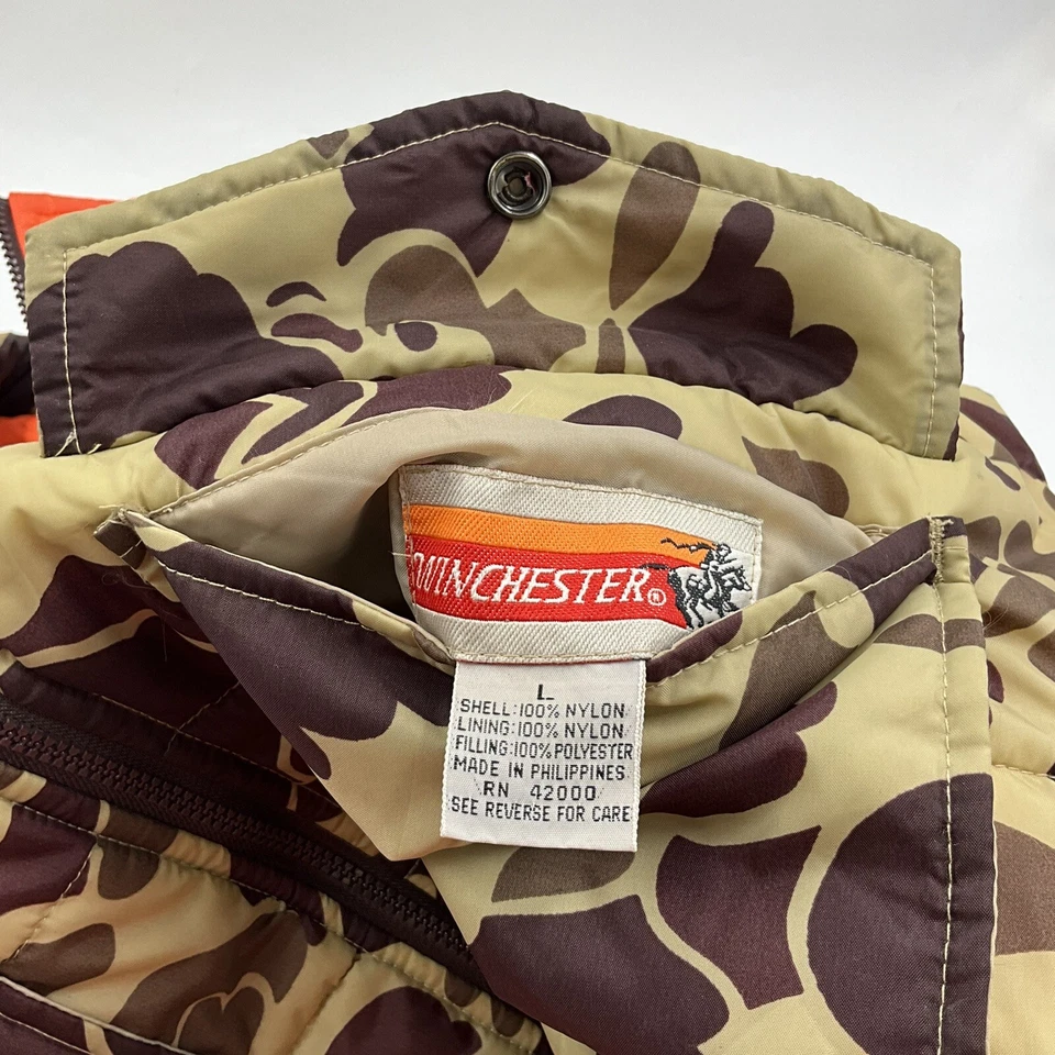 Vintage Winchester Vest - Reversible Hunting Camouflage Frogskin Orange - Large - Image 3 of 4