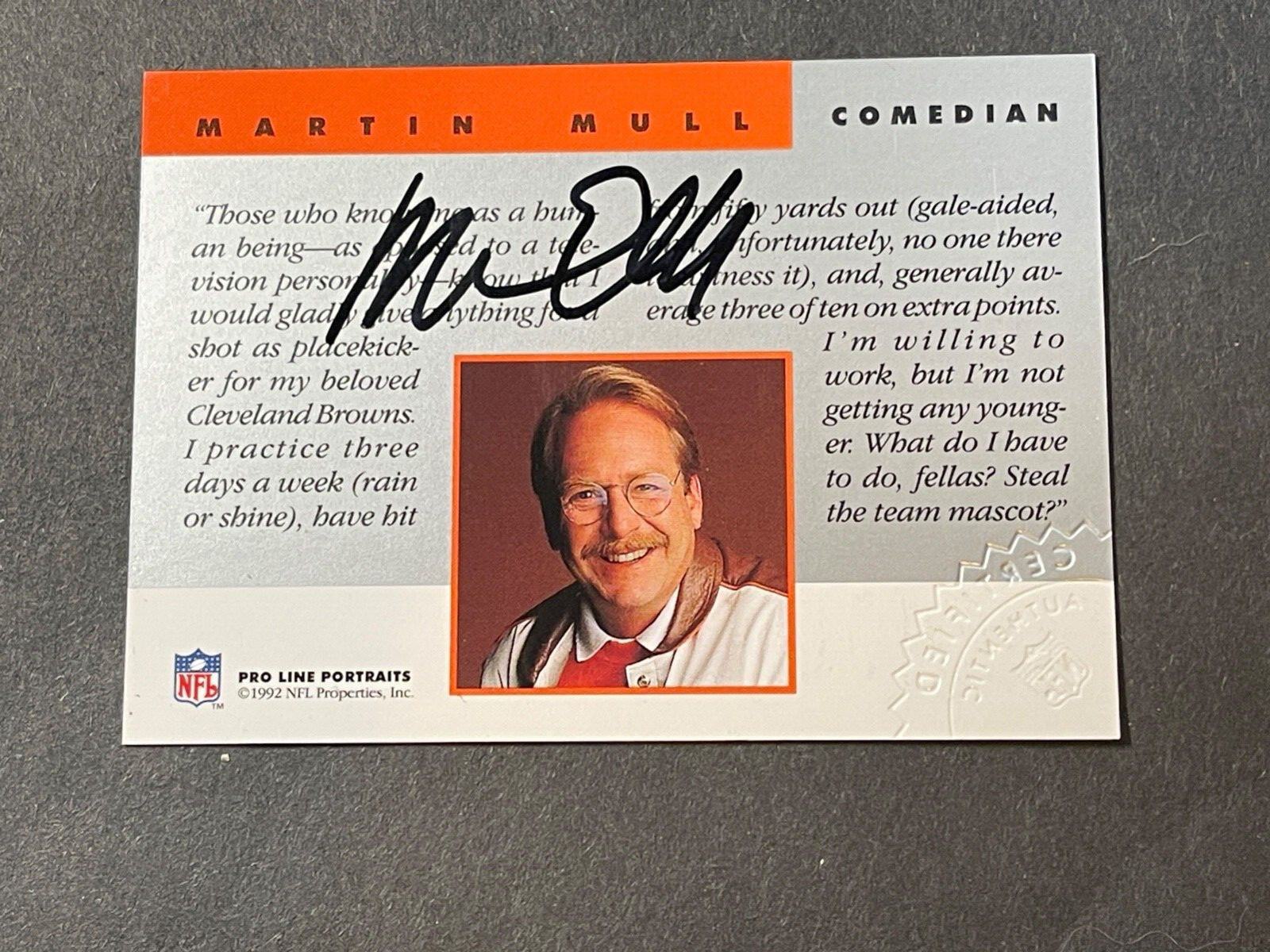 1992 Pro Line Portraits Team NFL Martin Mull AUTO