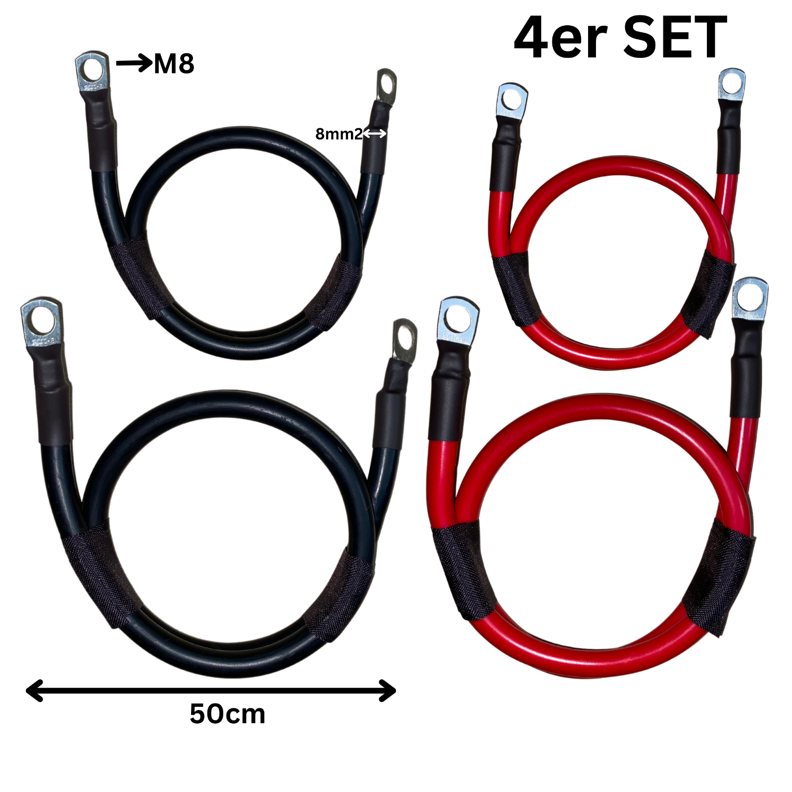TMRBBesty Batteriekabel 16mm² 50cm - M8 Ringklemmen Set