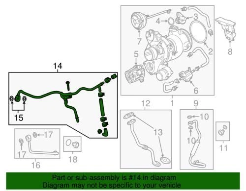 Tubo de retorno de refrigerante turbocompresor Chevrolet Malibu genuino GM 2016-2024 12670755 Foto 2 de 2
