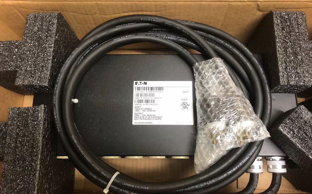 Eaton T2235 A1 NNB09S 8 Outlet 1.44KW 1U Rack Mount Power