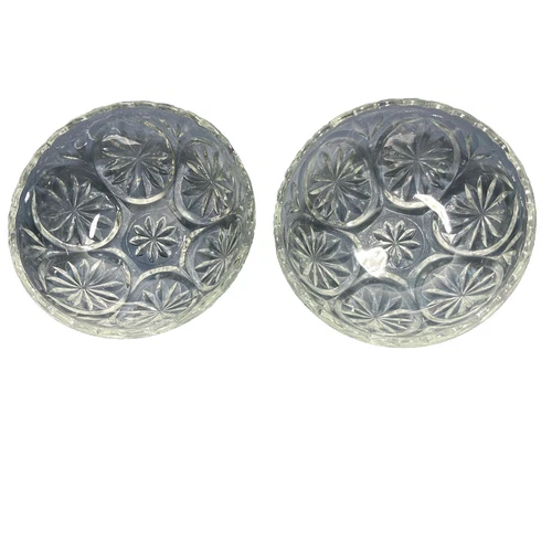 Vintage Anchor Hocking Medallion Clear Glass Set of 2 Berry Dessert Bowls