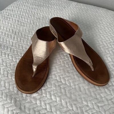 FitFlop Lulu Thong Sandal Rose Gold Women's Size US 10 Leather