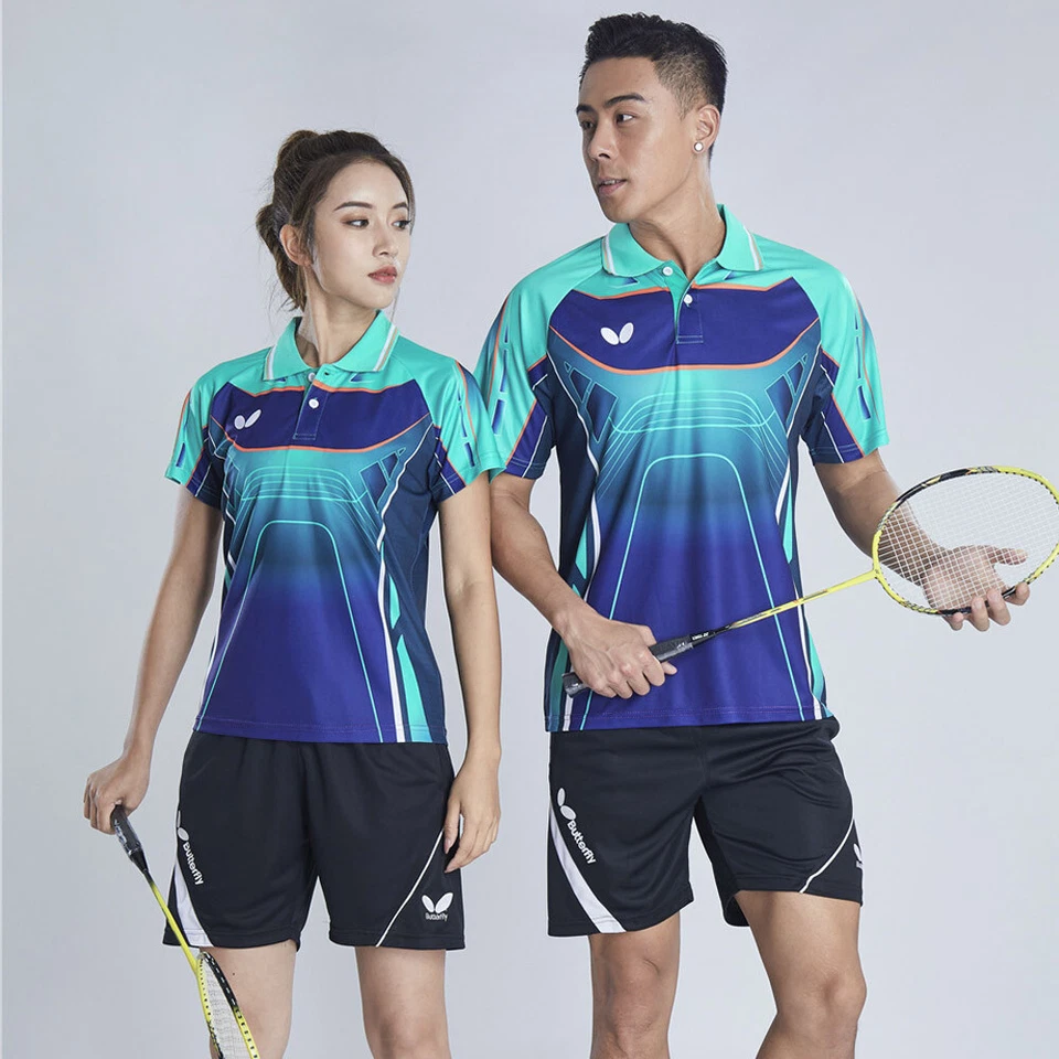 Nuevo Butterfly Tenis de Mesa Camiseta y Pantalones Cortos Traje Deportivo Secado Rápido Adulto Niño Foto 2 de 4
