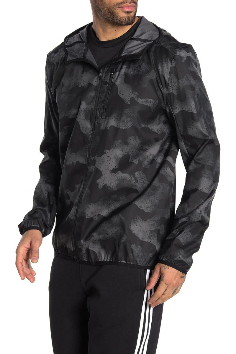Adidas Men s Own the Run Camo Rain Jacket Reflective Grey N147 RV 80