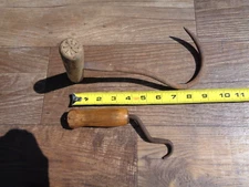 2 - Vintage Wood Handle Hay Hook Tools Rustic Primitive