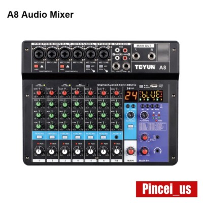TEYUN A8 Audio Mixer 8-CH Mixing Console & Monitor Paths Plus Effects Processor