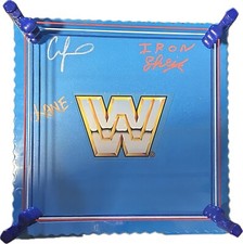 Mattel WWE Official Retro Wrestling Ring Signed Kane, Jericho, Iron Sheik W/ COA