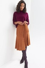 Maeve by Anthropologie Tamra Jacquard Bronze Animal Print Faux Wrap Midi Skirt 6