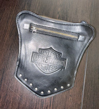 Harley-Davidson Black Leather Zip Pouch Wallet with Embossed Logo