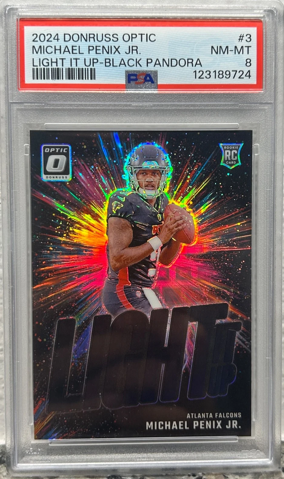 Michael Penix Panini Donruss Optic Light It Up #3 Black Pandora