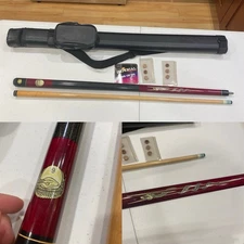 Billiard Pool Cue Wood Brass Joint 58” Excalibur Hard Case Snake 9 Ball 18 Ounce