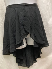 M Stevens high low teacher skirt black wrap one size ladies 25" length back