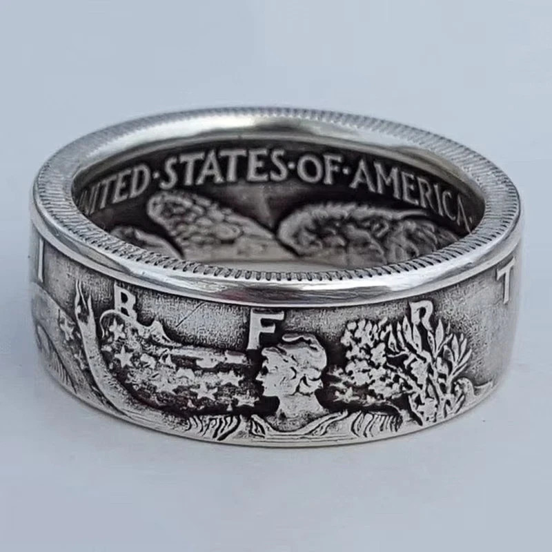 Silver Dollar Coin Ring Handmade Crafted Rare Silver Morgan Men Rings