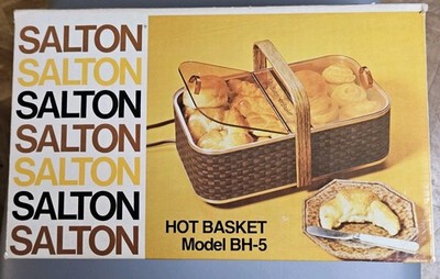 NIB Vintage Salton Hot Basket Warmer Rolls Biscuits BH-5 NOS MCM Brown 