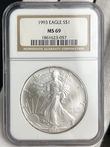 1993 $1 American Silver Eagle 1 oz Fine Coin NGC MS69