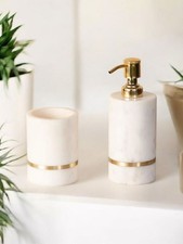 Marble Bathroom Accessories Set  Marble Soap Dispenser  Marble Glass Bath Set