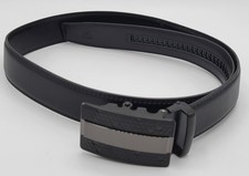 Black Ratchet Belt Automatic Slide Metal Buckle Hex Pattern Adjustable Mens 46"