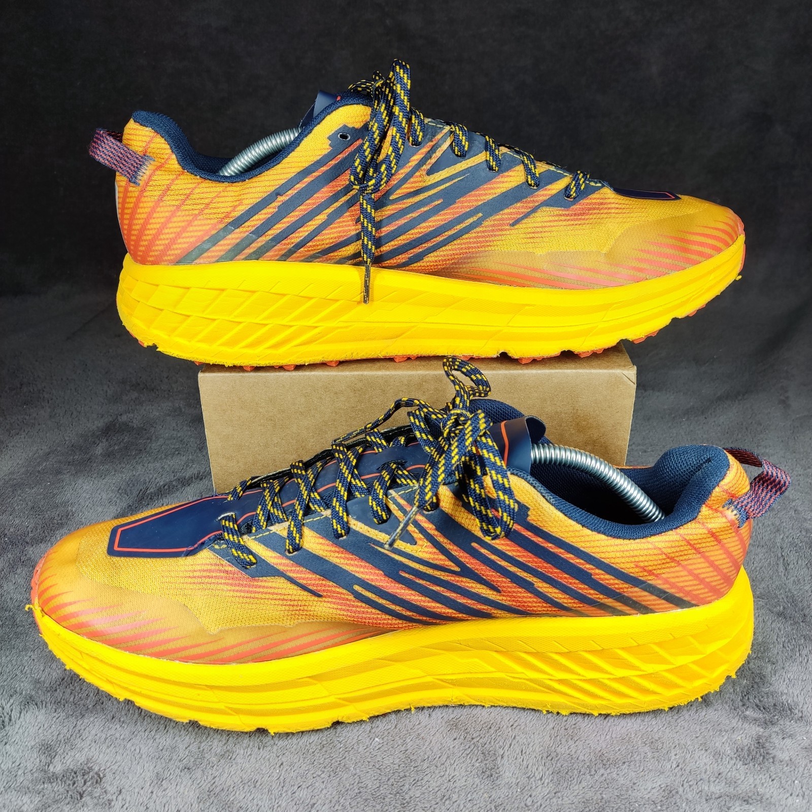 Hoka Speedgoat 4 Mens Size 12 Gold Fusion Black Iris Running Shoes 1106525 GFBI thumbnail 5