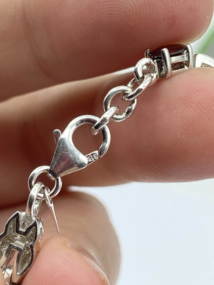 Beautiful Vintage Sterling Silver & Harlequin Multi Gemstone Tennis Bracelet - Image 2 of 4