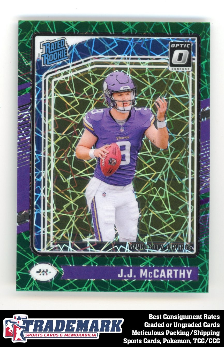 2024 Donruss Optic #235 J.J. McCarthy Rated Rookie Green Velocity