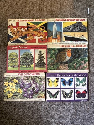 6 Books Brooke Bond Tea Cards Birds Butterflies Flowers Trees Flags Transport