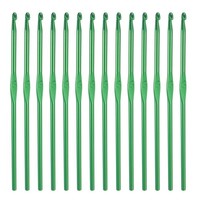 HäKelnadel-Set, 14-Teilig, 4Mm Aluminium Ergonomische HäKelnadeln GrüN