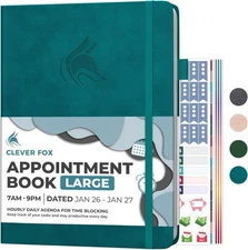 Clever Fox Appointment Book Dated Jan 2026-Jan 2027 – Hourly Schedule Planner 