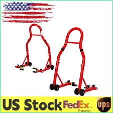 Heavy Duty Motorcycle Lift Stand Set Front and Rear Wheel Paddock Stand,900 LbS