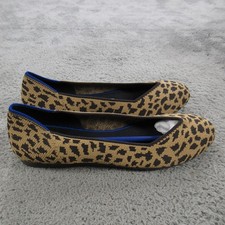 Rothy's The Flat Shoes Womens Size 7 Brown Leopard Knit Ballet Flats Casual
