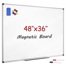 Magnetic Dry Erase Whiteboard 48 x 36 Inch - 4 x 3 Large White Board, Silver