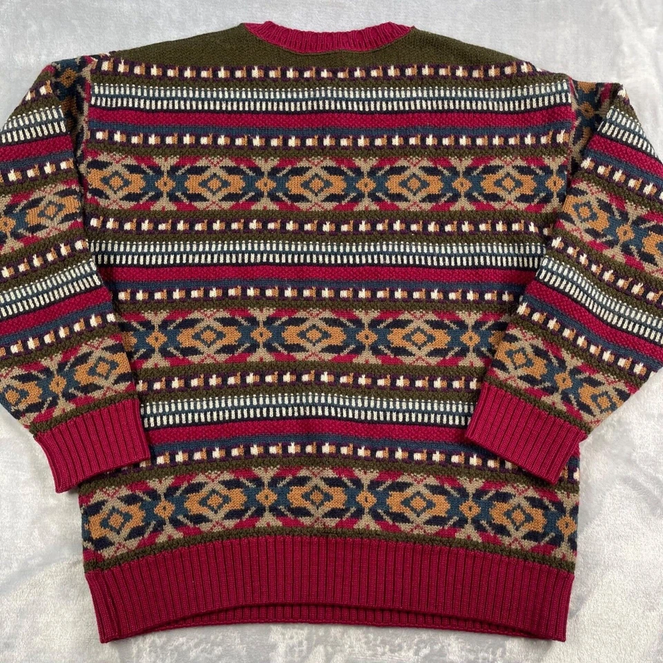 Vintage Pendleton Sweater Mens XL Virgin Wool Made in USA Red Multicolor Aztec - Image 4 of 4