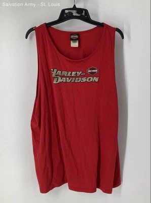 Harley Davidson Womens Red American Sleeveless Round Neck Tank Top Size 2X - Image 1 of 4