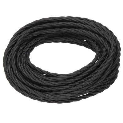 32.8Ft 18/3 Twisted Cloth Covered Wire Black
