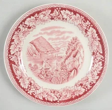 Homer Laughlin  Currier & Ives Red Bread & Butter Plate 220052