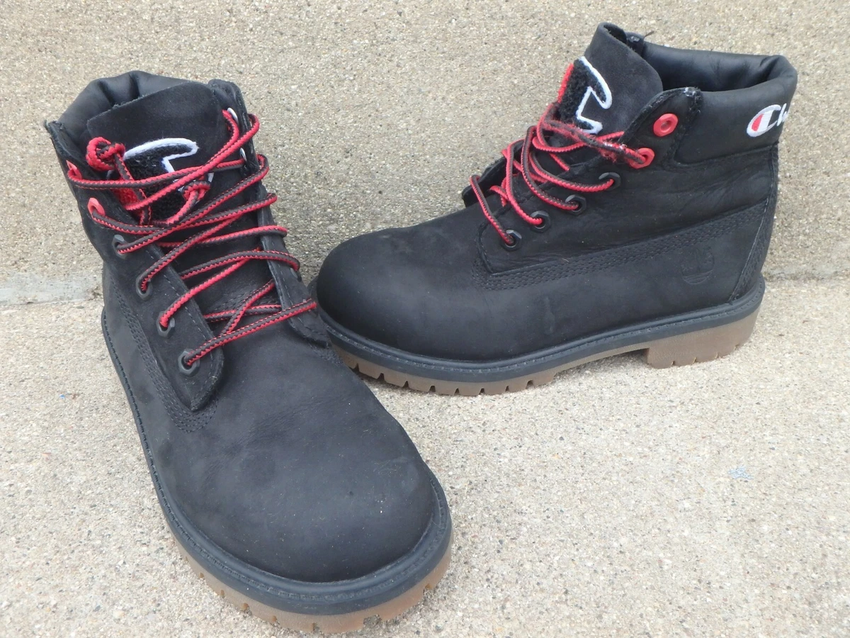 afbetalen Op tijd Mam TIMBERLAND X CHAMPION PREMIUM Boots Black/RED Size 2 | eBay