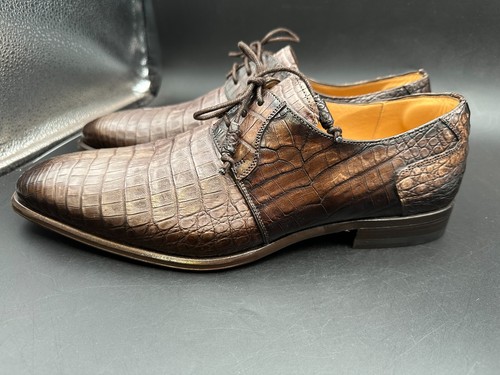 Mezlan Size 9 M Crocodile Lace Up Taupe Brown Spain Leather Dress Shoes MEN'S - Picture 5 of 8
