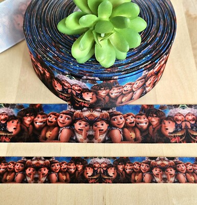 7/8 & 1.5'' (1 YD) Croods Movie Grosgrain RIbbon Eep Grug Guy Sandy Gran Belt