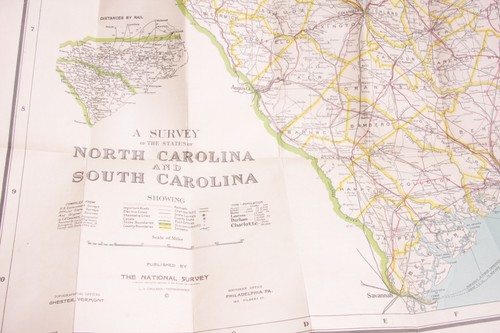 Carolina Map National Survey LV Crocker Linen Backed ~1920 36x47" OBX Rail C027A - Picture 4 of 10