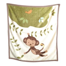 Cocalo Baby Monkey Tree Bird Banana Blanket 35" X 39"
