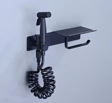 Black Toilet Bidet Sprayer Most Hygienic Way for self-Cleaning W/Angle Valve Set